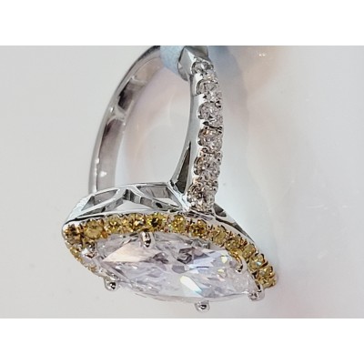 Hand Made 14K White Gold ring with Diamonds