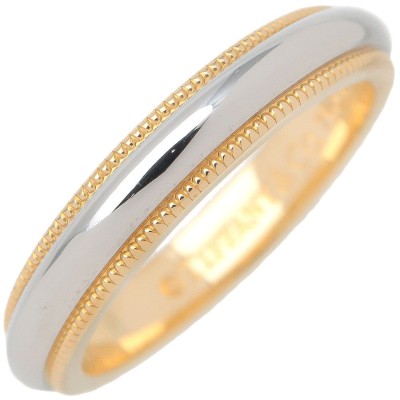 TIFFANY & Co. Platinum 18K yellow Gold 3.3mm Milgrain Wedding Band Ring 9.5