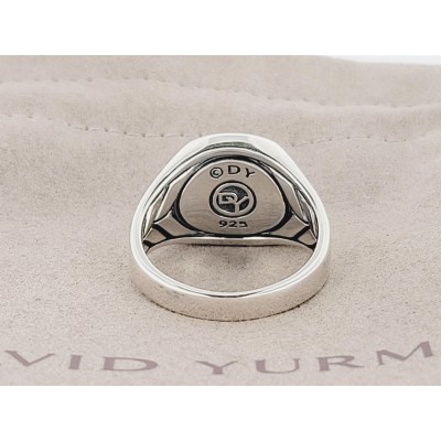 DAVID YURMAN SS MENS SIGN BLACK DIAMOND RING Size 10