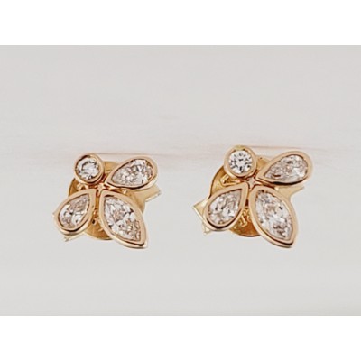 Tiffany & Co. Fleur de Lis Diamond Stud Earring in 18k Rose Gold 0.19 CTW