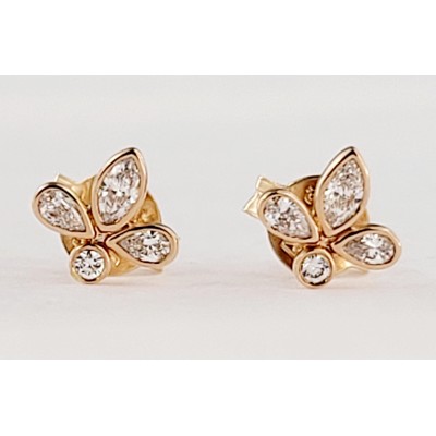 Tiffany & Co. Fleur de Lis Diamond Stud Earring in 18k Rose Gold 0.19 CTW