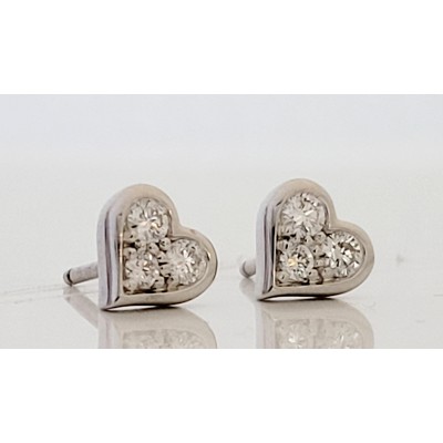 Tiffany & Co. Diamond Heart Platinum Stud Earrings