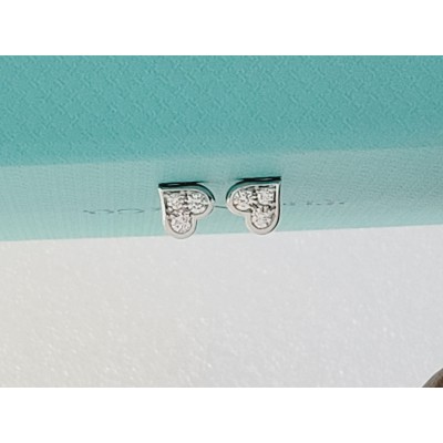 Tiffany & Co. Diamond Heart Platinum Stud Earrings