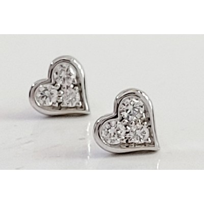 Tiffany & Co. Diamond Heart Platinum Stud Earrings