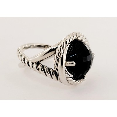 David Yurman Sterling Silver 11mm Infinity Black Onyx Ring