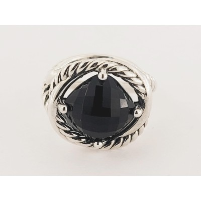 David Yurman Sterling Silver 11mm Infinity Black Onyx Ring