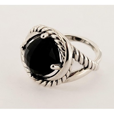 David Yurman Sterling Silver 11mm Infinity Black Onyx Ring