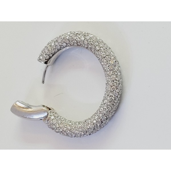 Cantamessa 18K White gold inside out Diamond Hoop Earring