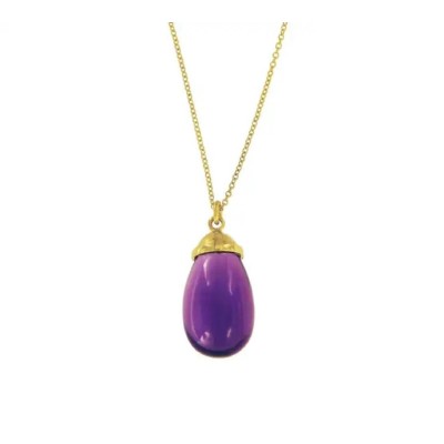 Tiffany & Co. Paloma Picasso Gold Amethyst Drop Pendant Necklace