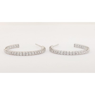 Tiffany & Co Metro Diamond Hoop Earrings in 18k White Gold Gold