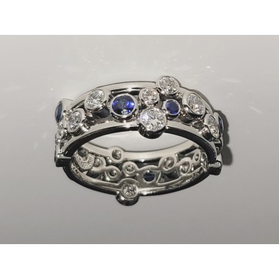 Tiffany & Co. Sapphire Diamond Platinum "Bubbles" Ring