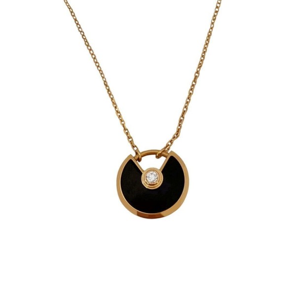 Cartier Amulette De Cartier Onyx & Diamond Rose Gold XS Necklace