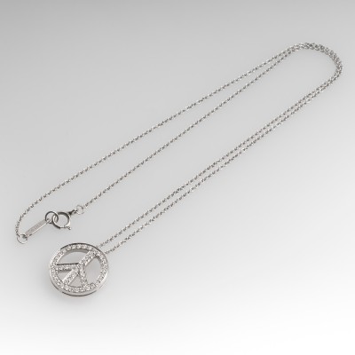 TIFFANY & CO 18K WHITE GOLD PENDANT CHAIN