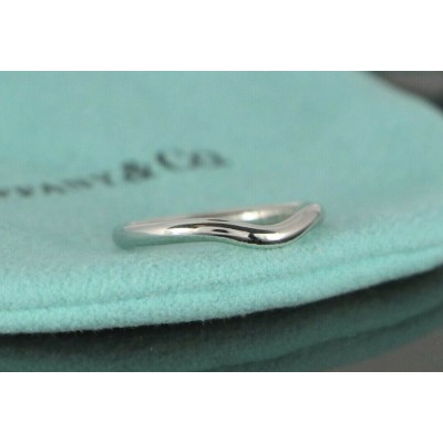 Tiffany & Co Platinum Elsa Peretti 2mm Curved Wedding Band Ring Size 6.25