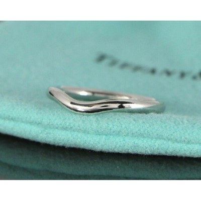 Tiffany & Co Platinum Elsa Peretti 2mm Curved Wedding Band Ring Size 6.25