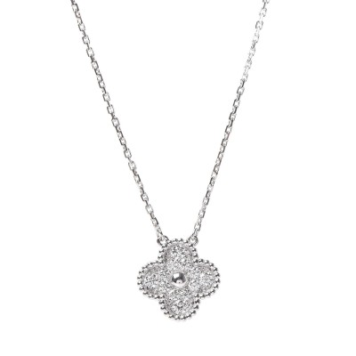 Van Cleef & Arpels Alhambra Diamond White Gold Pendant Necklace