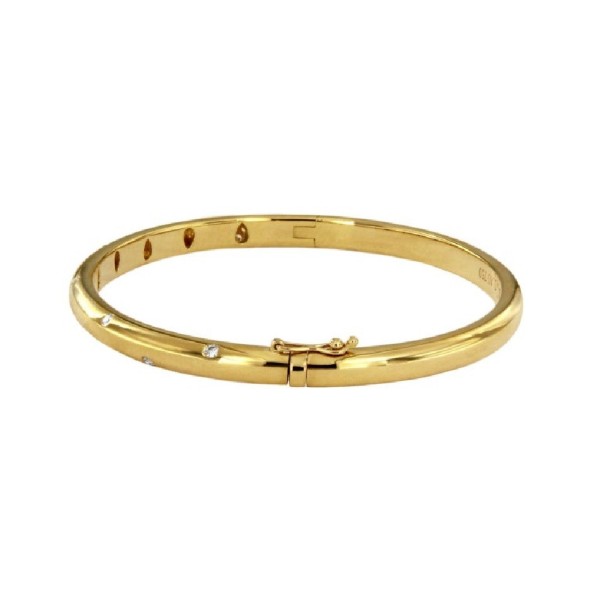 Tiffany & Co.18k Yellow Gold Diamond Etoile Bangle Bracelet, Medium Size