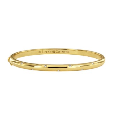 Tiffany & Co.18k Yellow Gold Diamond Etoile Bangle Bracelet, Medium Size