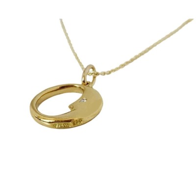 Tiffany & Co. Diamond 18k Yellow Gold Moon Round Pendant Charm