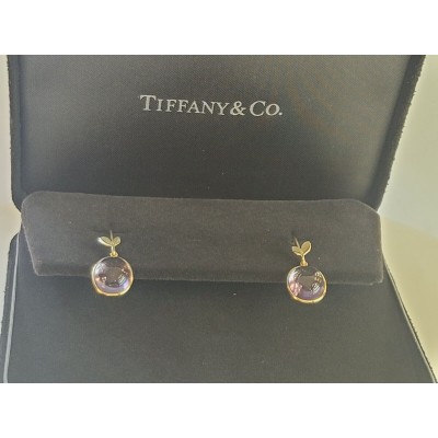 Tiffany & Co. 18k Yellow Gold Paloma Picasso Olive Leaf Amethyst Drop Earrings