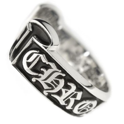 Chrome Hearts Silver Scroll Label Cuff Bangle