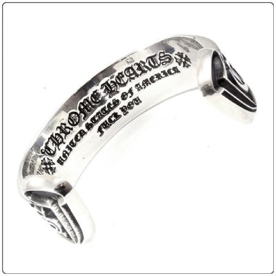 Chrome Hearts Silver Scroll Label Cuff Bangle