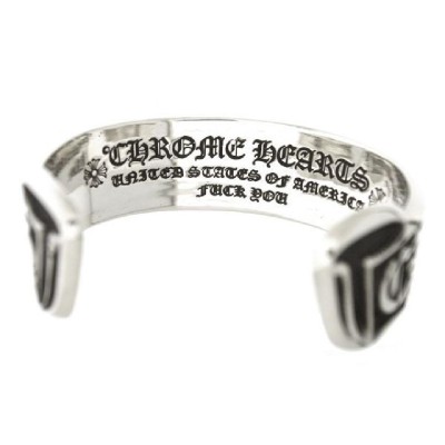 Chrome Hearts Silver Scroll Label Cuff Bangle