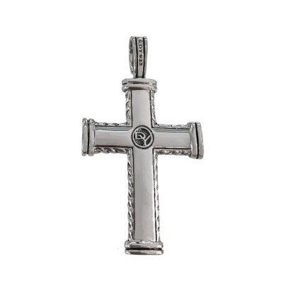 David Yurman Sterling Silver 27x45 Chevron Cable Cross Crucifix Amulet Pendant