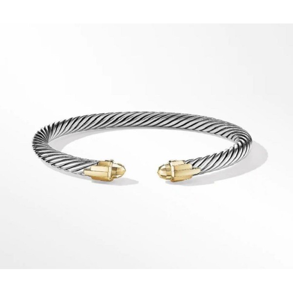 David Yurman Empire Cable Bracelet with 18K Yellow Gold Domes