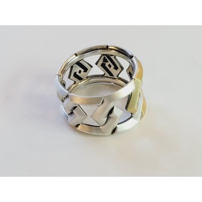 DAVID YURMAN CARLYLE RING IN STERLING SILVER WITH 18K YELLOW GOLD, SIZE 8