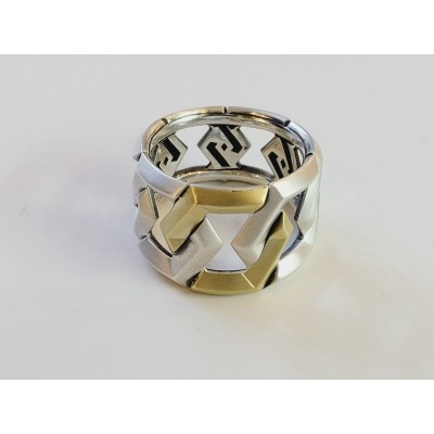 DAVID YURMAN CARLYLE RING IN STERLING SILVER WITH 18K YELLOW GOLD, SIZE 8