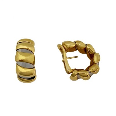 Bulgari 18k White and Yellow Gold Hoop Earrings