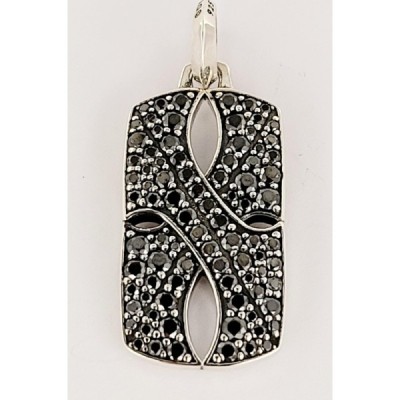 Armory Collection for Men Armory Tag Sterling Silver with Black Diamonds