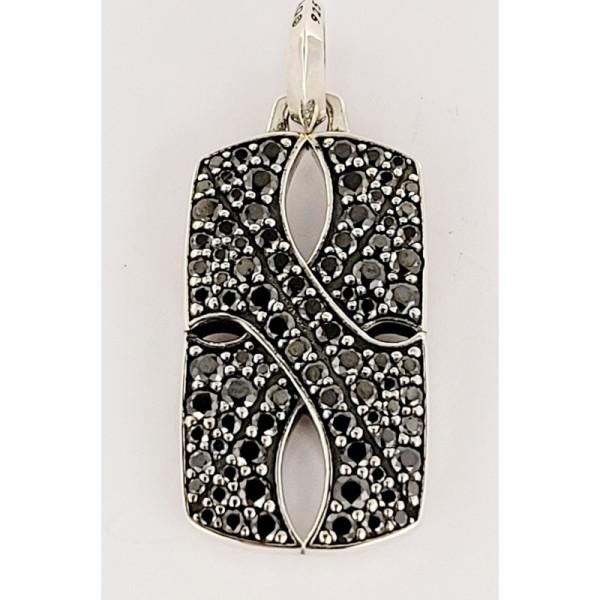 Armory Collection for Men Armory Tag Sterling Silver with Black Diamonds