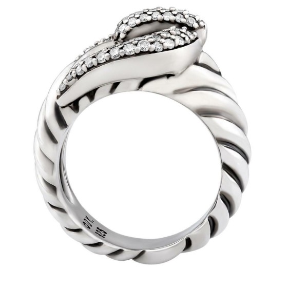 David Yurman Buckle Ring In Sterling Silver With Diamonds