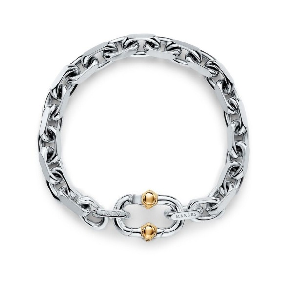 Tiffany & co Makers Wide Chain Bracelet in Sterling Silver and 18k Gold