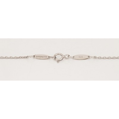 Return To Tiffany & Co 18" Long  Double Heart Charm Necklace AG925 Silver