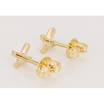 Tiffany& co Cross Kiss  Earring in 18K Yellow Gold