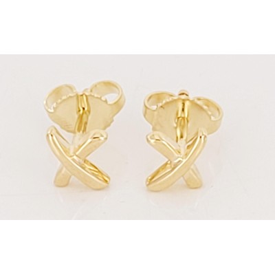 Tiffany& co Cross Kiss  Earring in 18K Yellow Gold