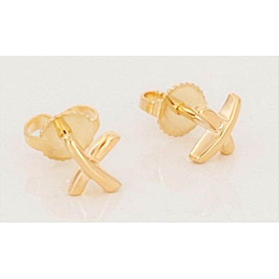 Tiffany& co Cross Kiss  Earring in 18K Yellow Gold