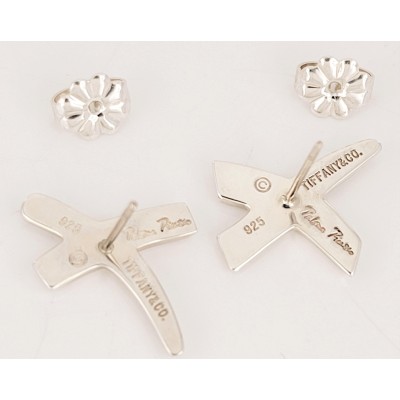 Tiffany & Co. Sterling Silver Kiss Cross Women's  Earrings 925