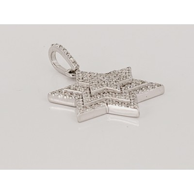 Star Shape  Pendant in 14 k white Gold  with Diamonds