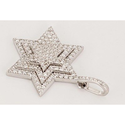 Star Shape  Pendant in 14 k white Gold  with Diamonds