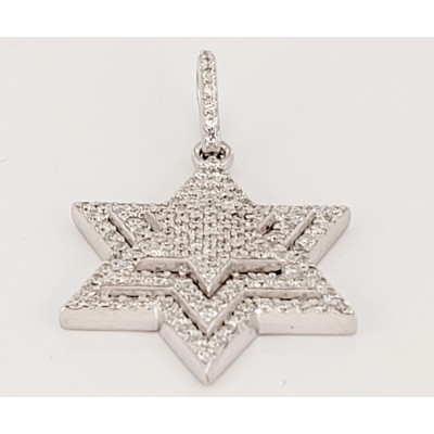 Star Shape  Pendant in 14 k white Gold  with Diamonds