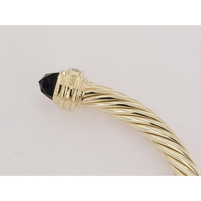 David Yurman Cable Classics Bracelet in 14K Yellow Gold  with Black Onyx and  Pave  Diamond