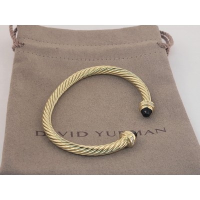 David Yurman Cable Classics Bracelet in 14K Yellow Gold  with Black Onyx and  Pave  Diamond