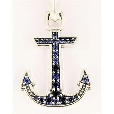 David Yurman Maritime Anchor Amulet Sapphire Silver Pendant