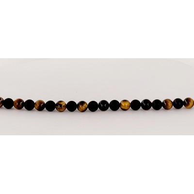 David Yurman Men's Spiritual  Bracelet with Black and Tiger's Eye Beads 6.5mm