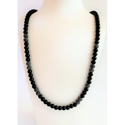 David Yurman Men's Spiritual Beads Necklace with Black Onyx & Pave black  Diamonds