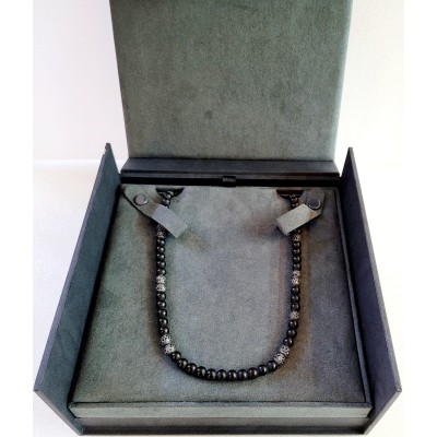 David Yurman Men's Spiritual Beads Necklace with Black Onyx & Pave black  Diamonds